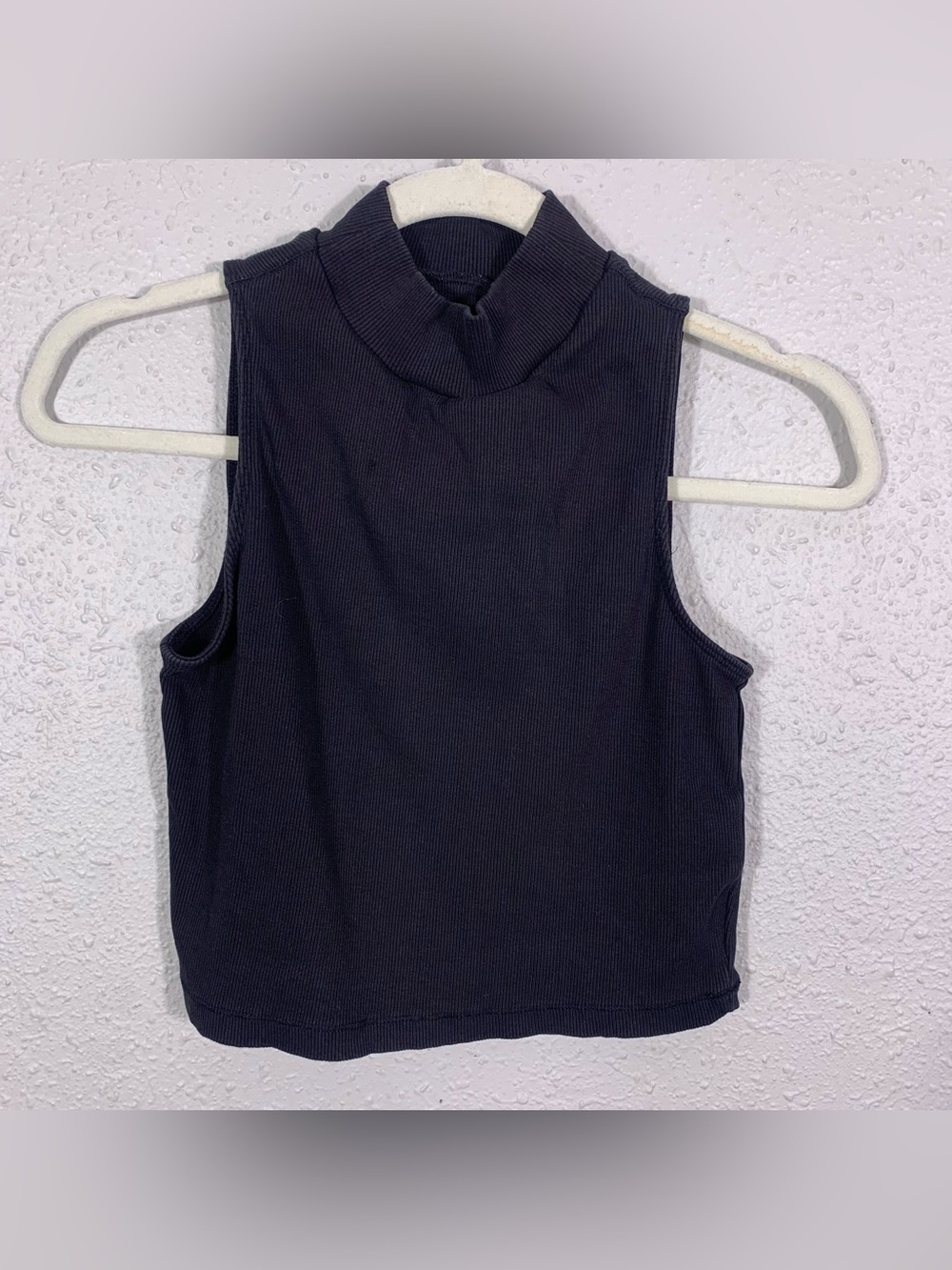 Everlane Black Ribbed Crop Sleeveless Turtleneck Tee size S